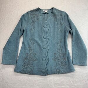 Pendleton Wool Cardigan Embroidered Button Front‎ Sweater Jacket Petite L